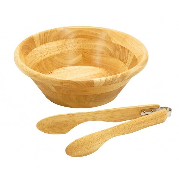 ヤマコー #88496サラダボウル&トング24cmセットナチュラル