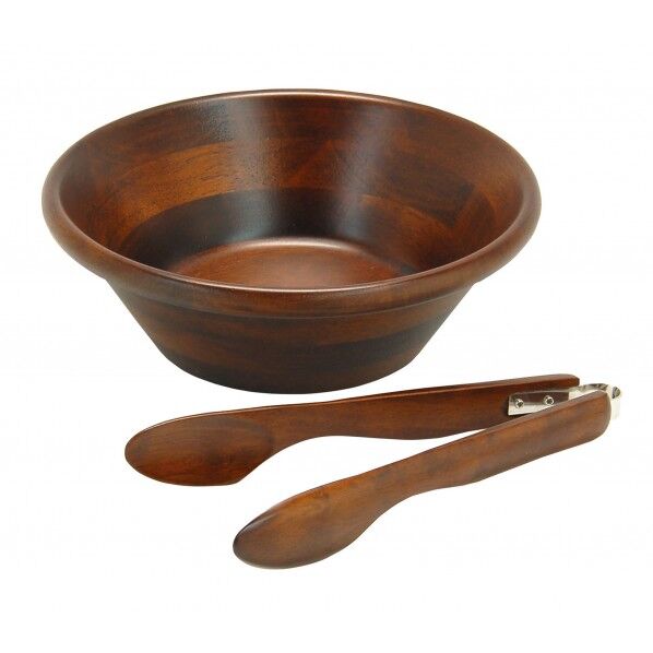 ヤマコー #88497サラダボウル&トング24cmセットブラウン