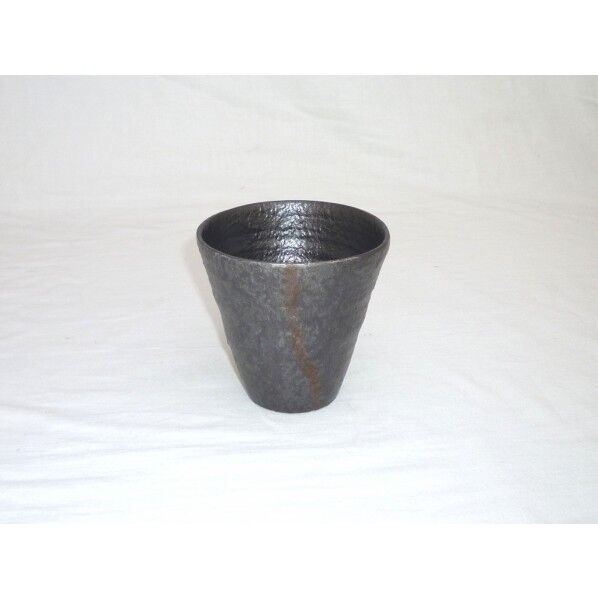 落しても割れないロックカップ黒柿釉 250cc