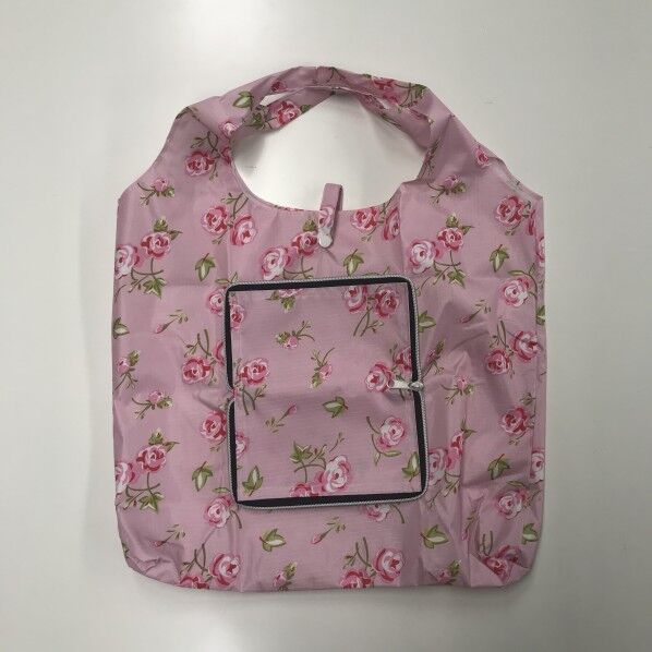 おサイフ型エコバッグBook 薔薇 ピンク