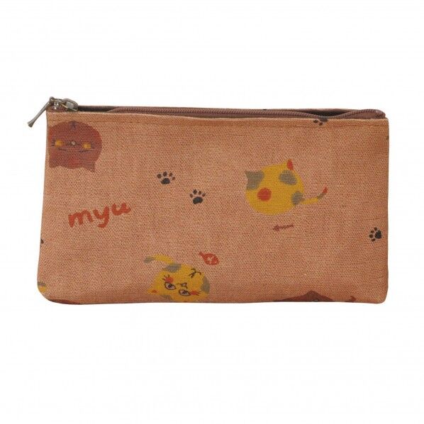 ヤマコー #88196 柿渋染角ポーチ カラー猫