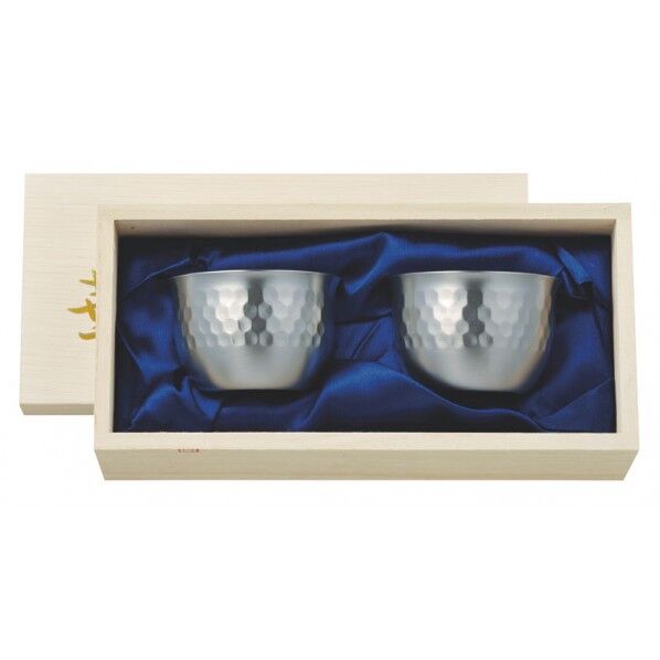 華 ぐいのみ 90ml 槌目 艶消し 桐箱2ヶセット