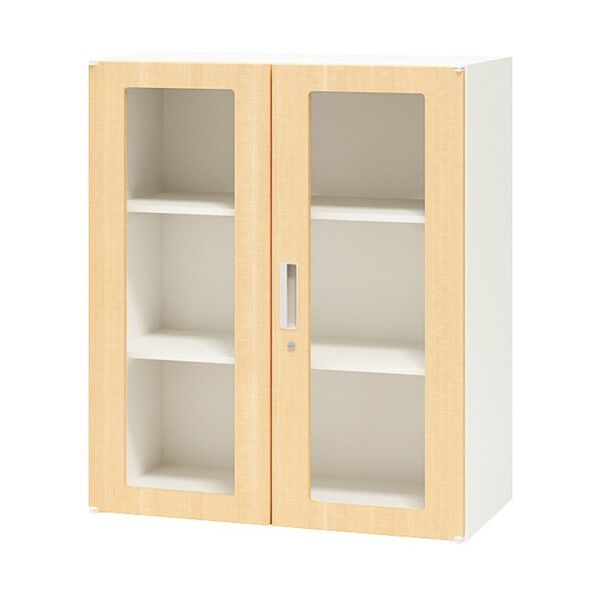 ガラス両開き書庫 CW-0911KG-WBS 1点