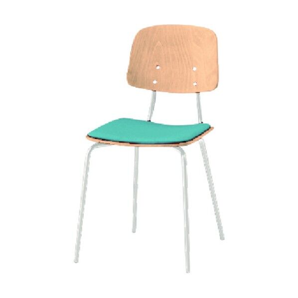 ノットワーク背座セパレートチェア座パッド付 背座ラスティックビーチL・脚ホワイト・布地ミストブルー KLL-121C-GHS5 1点