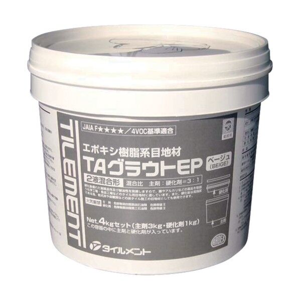 タイルメント タイル用接着剤 TAグラウトEP グレー 4kgセット 34130040 1点