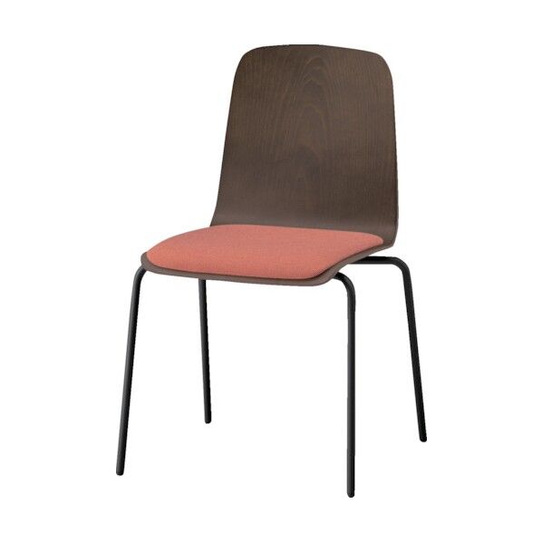 ノットワーク 背座一体スタッキングチェア クッション付 背座色ラスティックビーチD・脚サテンブラック・布地アンバーオレンジ KLL-120C-TND3 1点