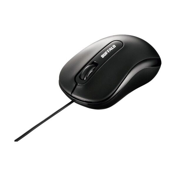 バッファロー 有線 光学式マウス 3ボタンタイプ Mサイズ ブラック BSMOU050MBKZ 1点