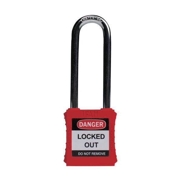IFAM社 ロックアウト用南京錠 スチール製シャックル(ツル長) 赤 44706 1点