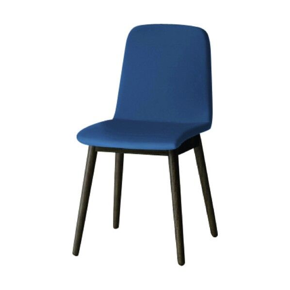 ノットワーク背座一体木脚チェア張りぐるみ 脚ラスティックビーチD・ウレタンレザーインディゴブルー KLL-134DK-DN2 1点