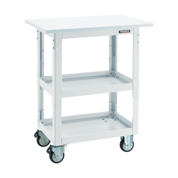 ツールワゴンドルフィン (高さ調節タイプ・ウレタン車・天板付) 固定式・自在式