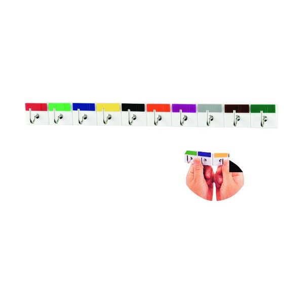 ポキッとキーハンガー 10色各1個 キーハンガー10R 裏面テープ付 30×330mm 302100 1個