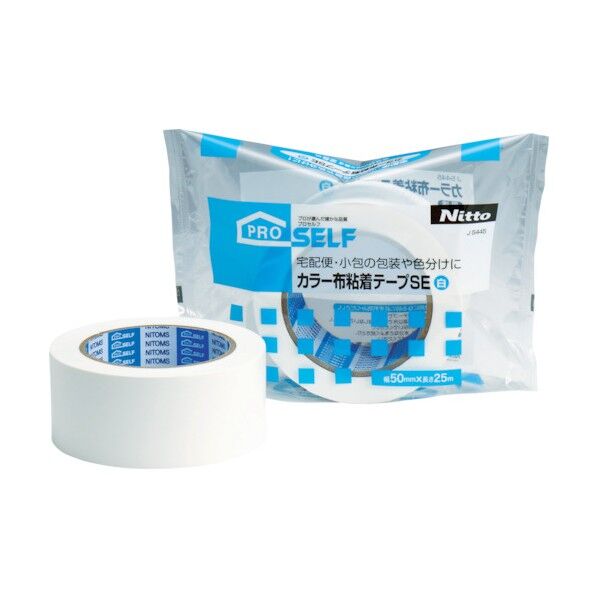 ニトムズ カラー布粘着テープSE白 白 幅50mm✕長さ25m✕厚み0.19mm J5445 1個