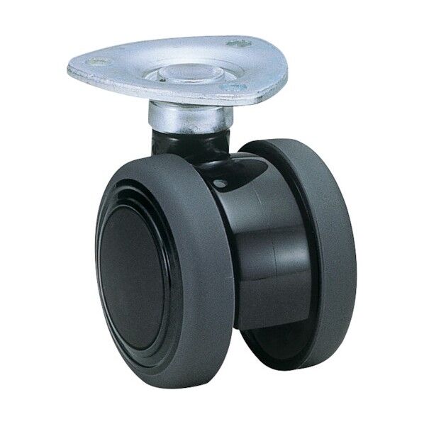 プレート式双輪キャスター(エラストマー車) 50MM 黒色 TE50 1点