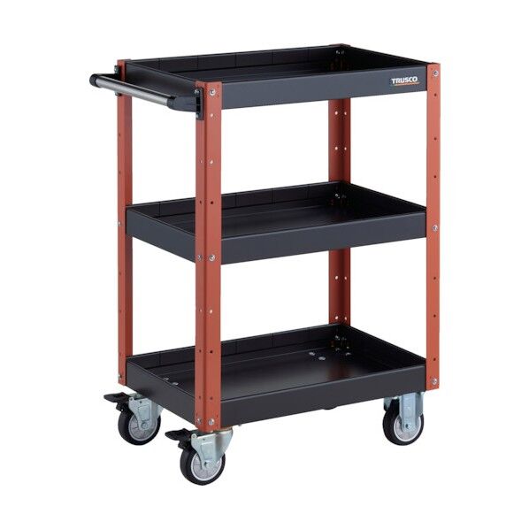 イーグルワゴン 600X400XH880 深型3段 ウレタン車輪 ブラック/オレンジ EGW-963F3U-BKOR 1点