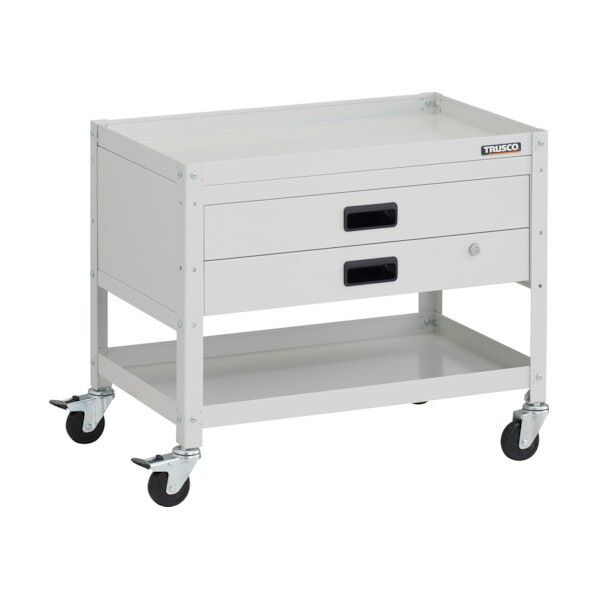 ラビットワゴン 700X450XH600 2段 2段引出付 ゴム車輪 ホワイト RBW-672X W 1点