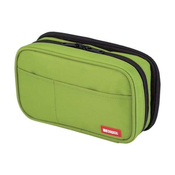 ペンケース(ブックタイプ)ダブル 黄緑 200×70×120mm A7555-6 1点