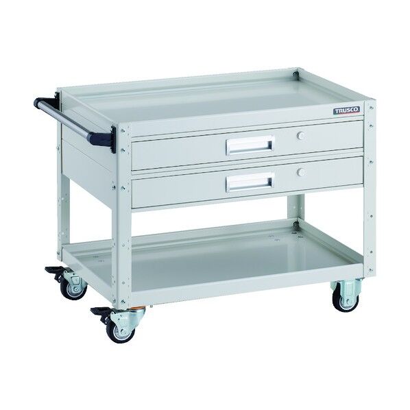 イーグルワゴン 750X500 引出2段付 ウレタン車輪 ホワイト EGW-672V2U-W 1点