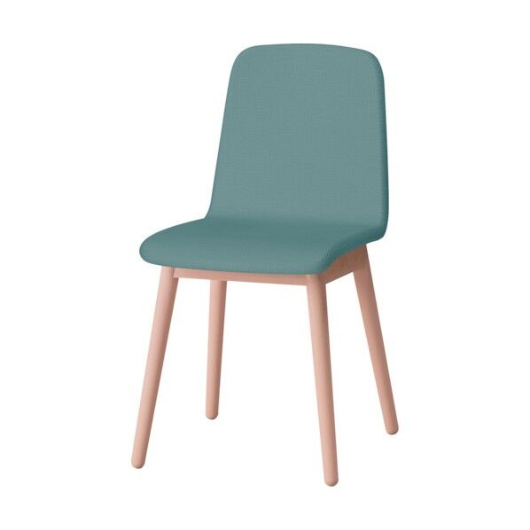 ノットワーク背座一体木脚チェア張ぐるみ 木脚ラスティックビーチL・布地サックスブルー KLL-134C1-LA4 1点