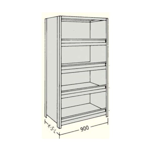 日本ファイリング 前当り付軽量物品棚W900D450H2100F5 LA73S-45 1点...