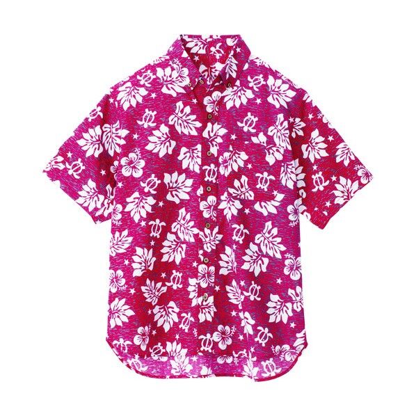 ボタンダウンアロハシャツ(ハワイの夜)(男女兼用)AZ56109-009レッドL 009レッド L 56109 1