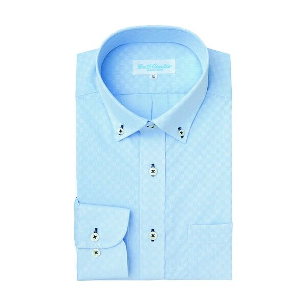 長袖ボタンダウンシャツ 007サックス M 43057 1点