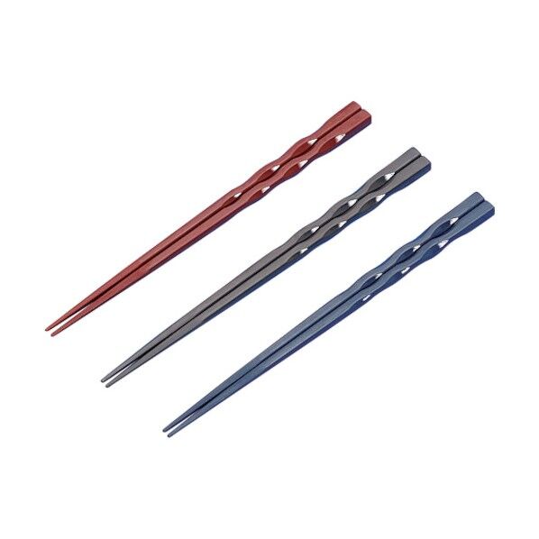 蝶プラ工業 木の葉箸 22.0cm(バラ)レッド 972066 1組