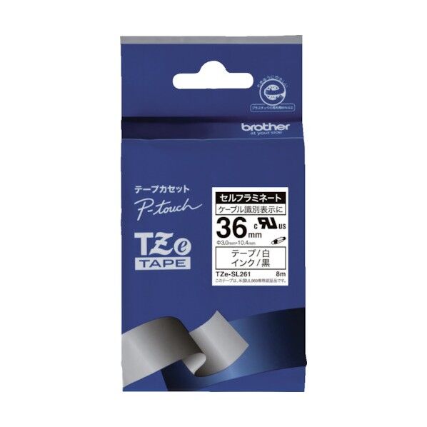 ブラザー販売 Tzeテープ ケーブルマーキング専用テープ 黒文字/白地/36mm TZE-SL261 1点