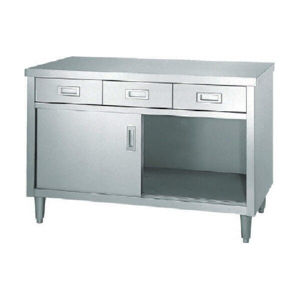 ステンレス保管庫片面引出付ステンレス戸仕様 間口750×奥行600×高さ800 ED-7560 1点