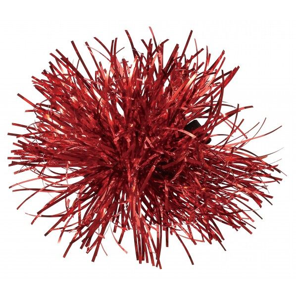 キラキラポンポンヘアクリップ レッド