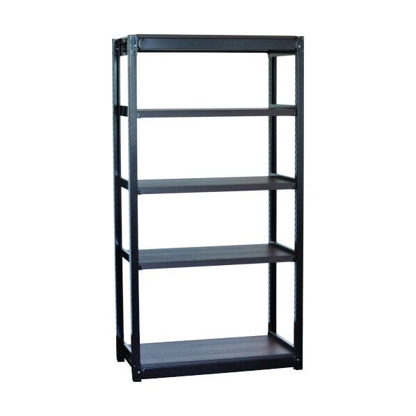 TSUG型スチール軽量ボルトレス棚 基本タイプ 木製棚板ウォールナット 5段仕様 高さ1800mm 間口900mm 奥行450mm TSUG100-63S5-WNBK 1点