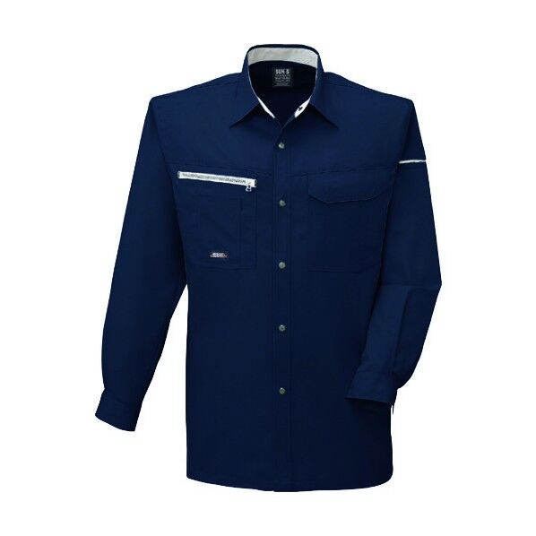 夏 長袖シャツ ネイビー色 Sサイズ WA10559-3-S 1点