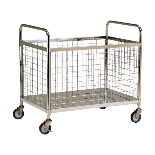 金網付ワゴン 900X600 スチールφ100ウレタン車 MW-9060E 1点