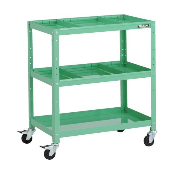 ラビットワゴン 700X450XH810 仕切板2段付 ゴム車輪 ヤンググリーン