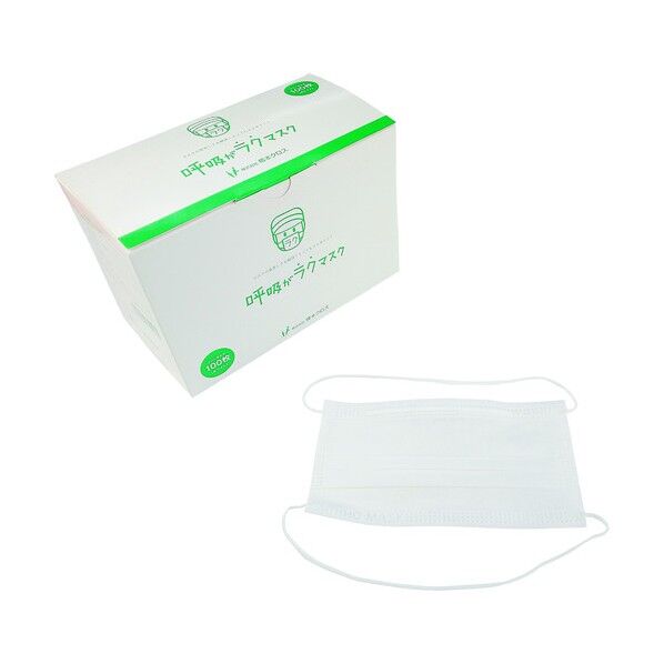 呼吸がラクマスク ホワイト 2層・頭掛け 100枚 HV102-HL(W) 30点