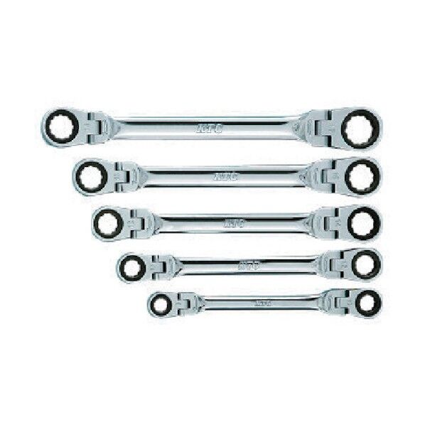 ラチェットめがねレンチセット(両頭型首振りタイプ)(5本組)