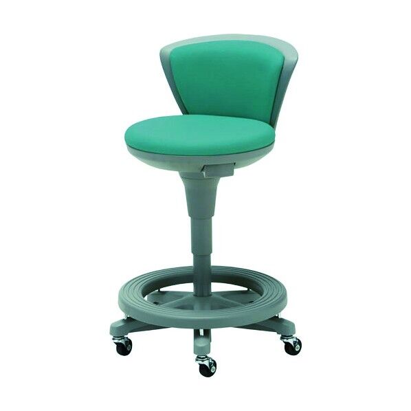 着座ブレーキキャスター付マルチスツール グリーン