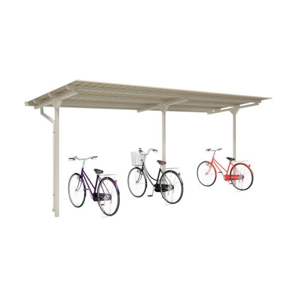 自転車ルーフ 直線屋根中央柱 高耐食仕様 連結型 通常タイプ 屋根間口2400mm CYTFKR2420US 1点