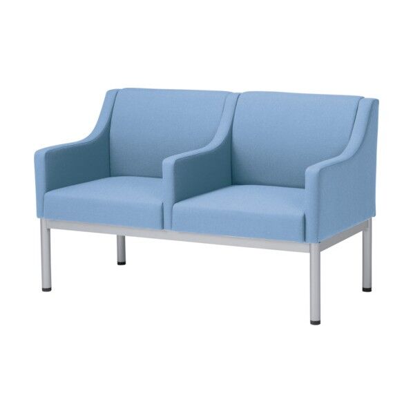 2人用全肘付ロビーチェア ライトブルー MBC-201HE-LBU2 1点