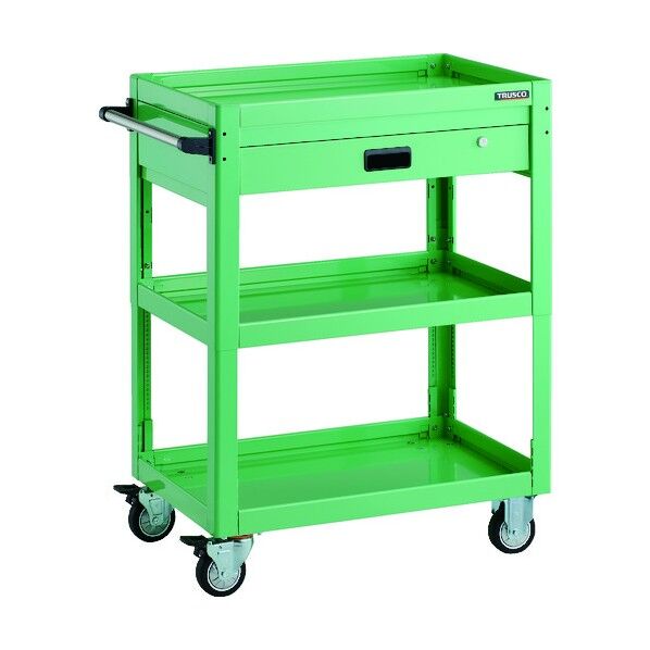 ツールワゴン ドルフィン 高さ調節式 750X500 1段引出 YG色 ウレタン車輪 DLWS-A973VU-YG 1点