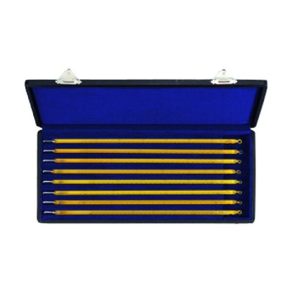 棒状標準温度計 水銀 黄珀 8本組 成績書付 614-53-01-09 1点