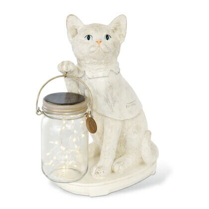 アニマルコンシェルジュ ネコ CAT LED ガーデンライト ソーラー 防水 クリア ホワイト サイズ:幅20×奥行13×高さ28cm KL-10340 1