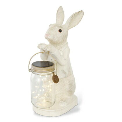 アニマルコンシェルジュ ウサギ rabbit LED ガーデンライト ソーラー 防水 クリア ホワイト サイズ:幅12×奥行17×高さ31.5cm KL-10343 1