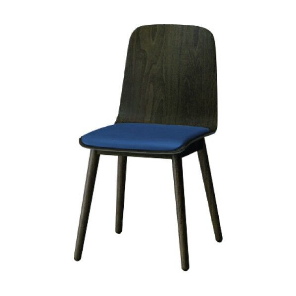 ノットワーク背座一体木脚チェア座パッド付 背座脚ラスティックビーチD・ウレタンレザーインディゴブルー KLL-124DK-DN2 1点