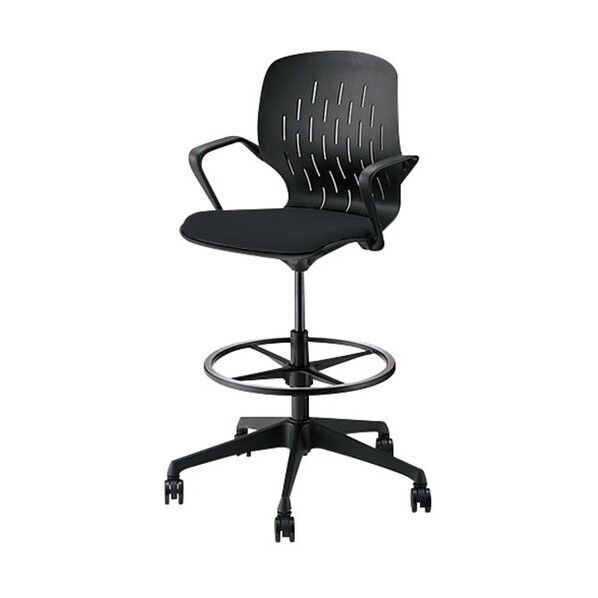 カウンターチェアー (5本脚タイプ・キャスター付) E353HF-1-BK 1点