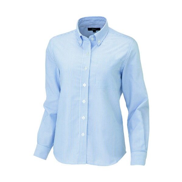 レディース長袖オックスボタンダウンシャツ 107サックスストライプ L 7871 1