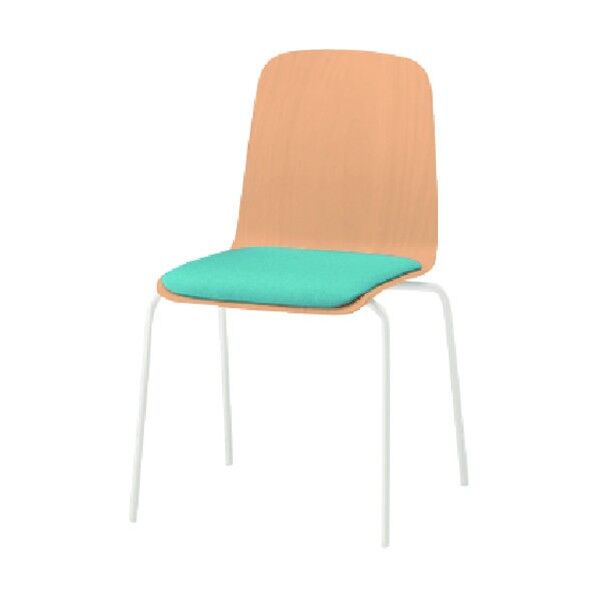 ノットワーク背座一体チェア座パッド付 背座ラスティックビーチL・脚ホワイト・布地ミストブルー KLL-120C-GHS5 1点