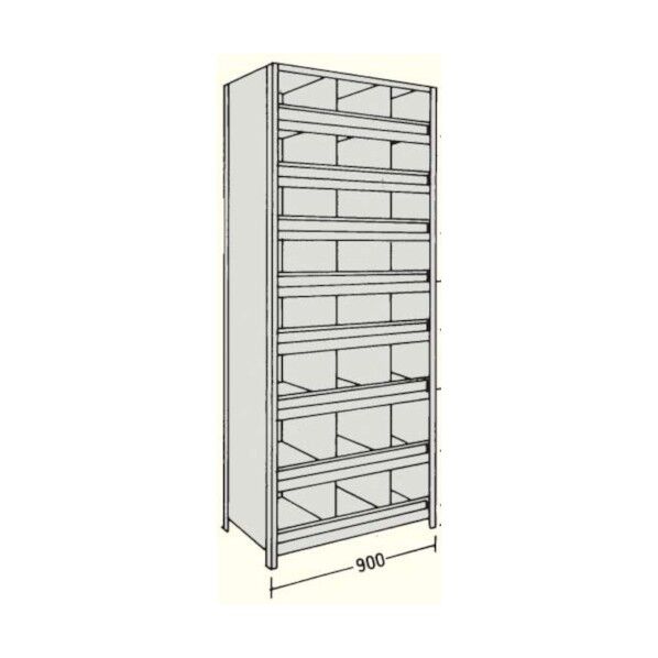 ※法人専用品※日本ファイリング 縦仕切・前当り付軽量物品棚W900D450H2100F8 LA73S-58A 1点...