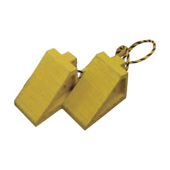 タイヤストッパー黄色 (大) ゴム製 紐付 1117010114 2組