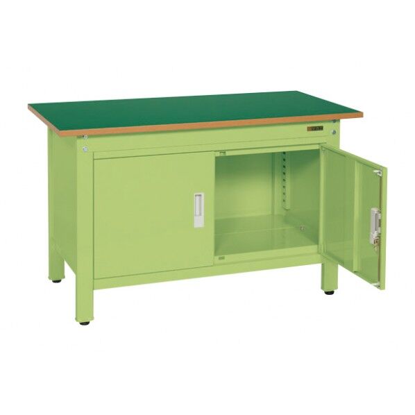 一人用作業台(CPタイプ/耐荷重350kg/サカエリューム天板/H740/扉付)