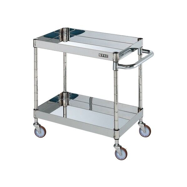 ステンレスCSパールワゴン(SUS304/ナイロンウレタン車/H600/2段)